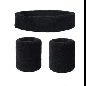 Black headband wristband sweatband